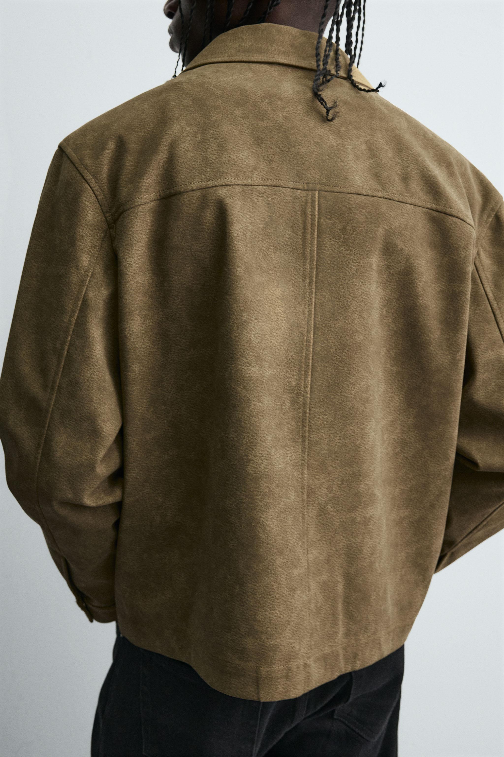 FAUX SUEDE BOXY FIT OVERSHIRT